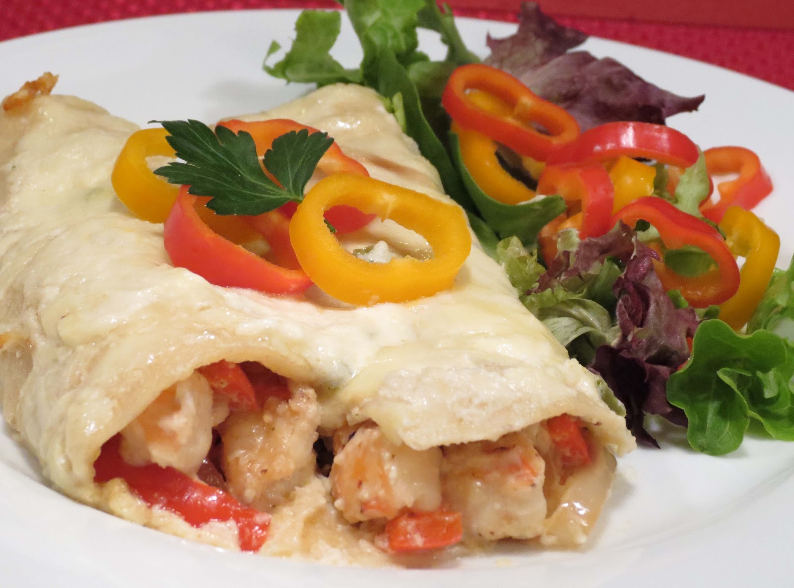 Dinner with the Welches Shrimp Enchiladas in Jalapeno Cream Sauce