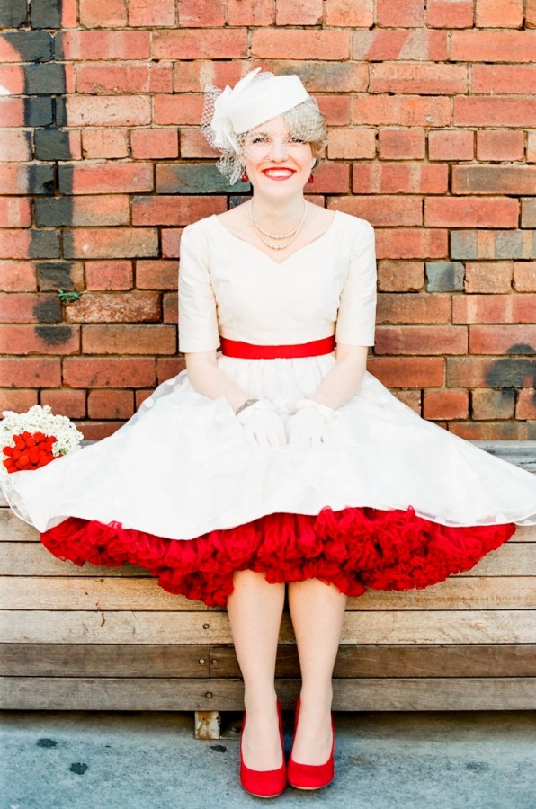 Koru Wedding Style Red The Fabulous Hat Birdcage Veil Smile Check Bold Red Lipstick