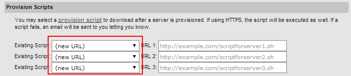 Select SoftLayer account provisioning script on batch order Select SoftLayer account provisioning script on batch order