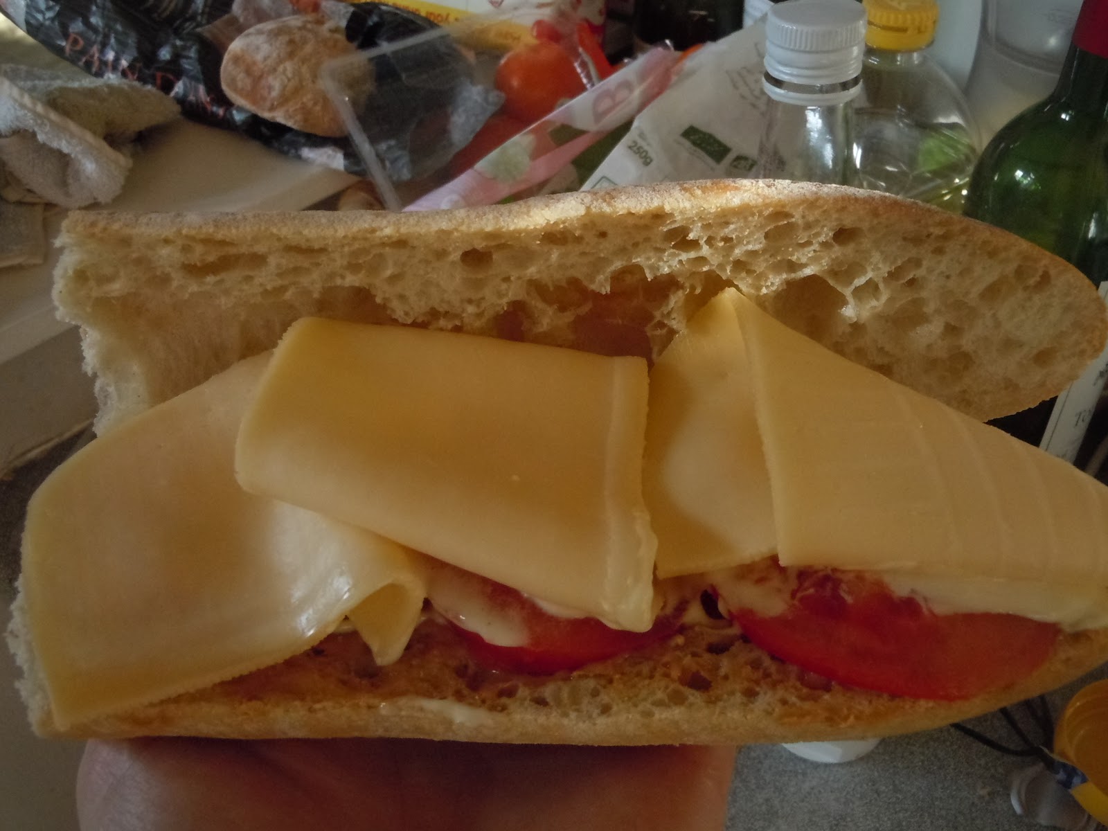 breken korst Sandwich beurre de cacahuète jambon
