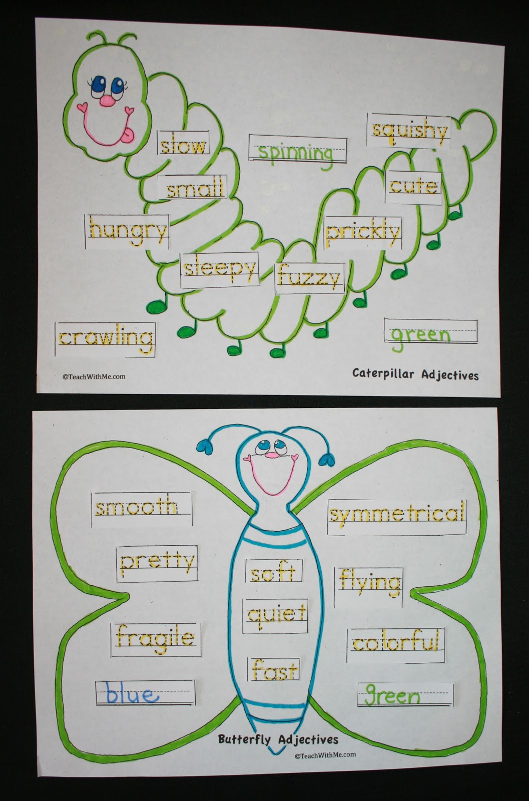 Caterpillar and Butterfly Adjectives Classroom Freebies
