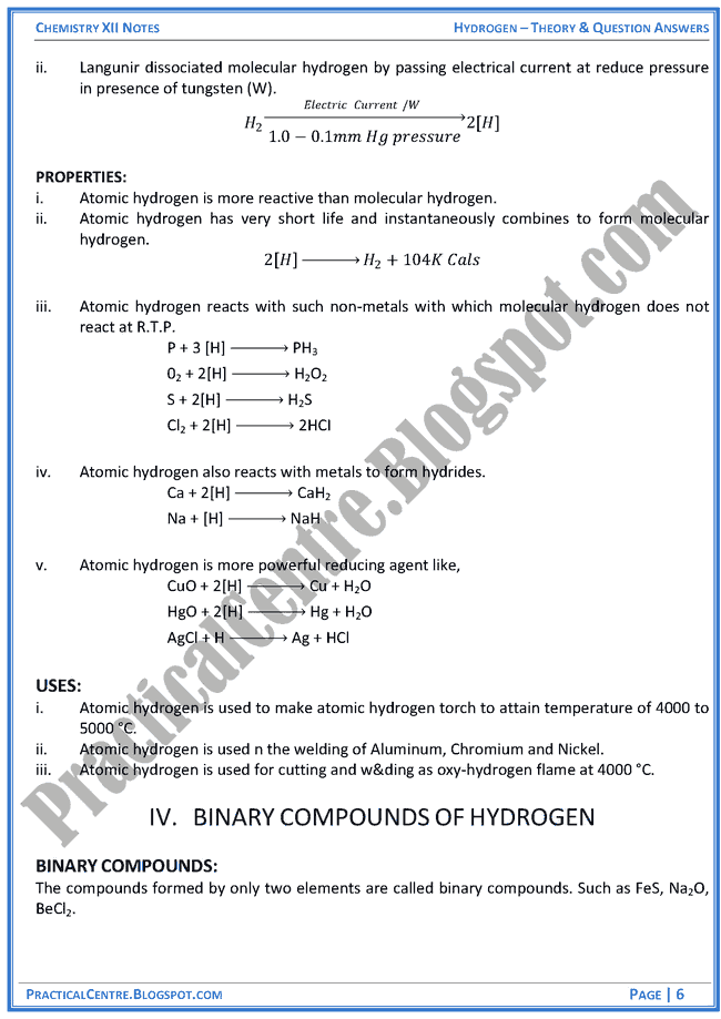 hydrogen-theory-and-question-answers-chemistry-12th