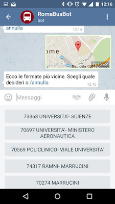 RomaBusBot: Elenco fermate più vicine screen3