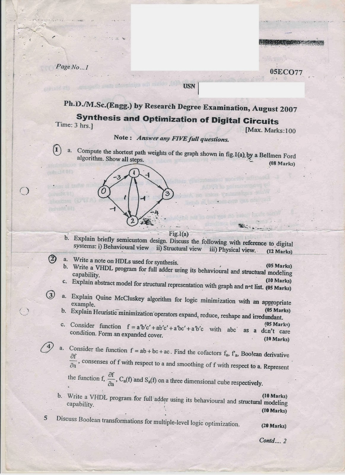 ALL STUDY MATERIALS IN ONE PIT VTU Mtech (Digital Electronics), Question Papers 2nd sem