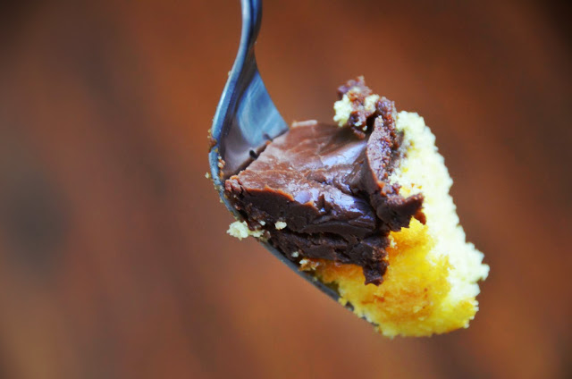 Bite of Butter Cake with Chocolate Fudge Frosting | Cheesy Pennies