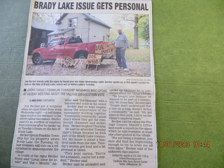 Here's what can happen if you speak up about the Brady Lake Village Clerk Gang !