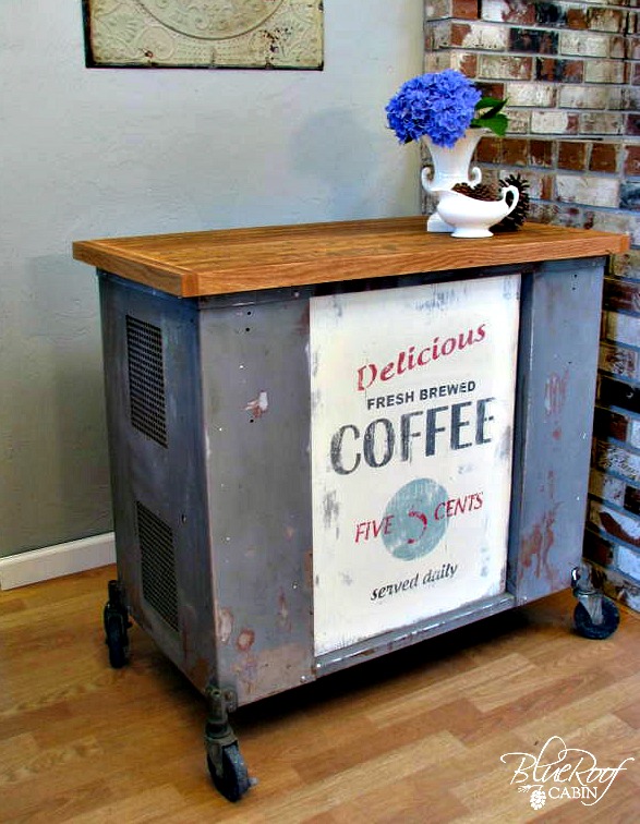 blue roof cabin DIY Industrial Kitchen Island or Cart or Whatever