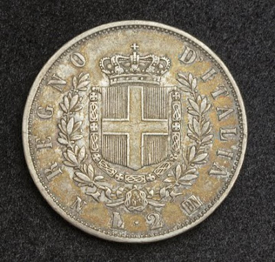 Italy 2 Lire Silver Coin