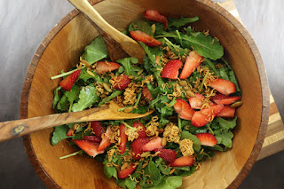 Crunchy Strawberry Kale Arugula Salad