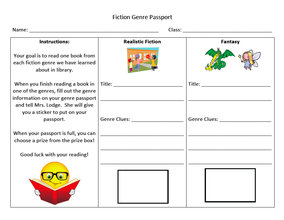 Fiction Genre Reading Program Mrs Lodge's Library