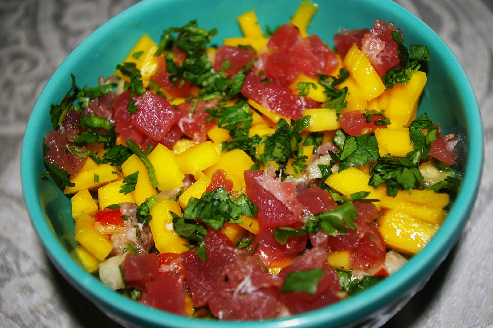 Caribbean Lifestyles Tuna Ceviche with Mango and Plantain chips