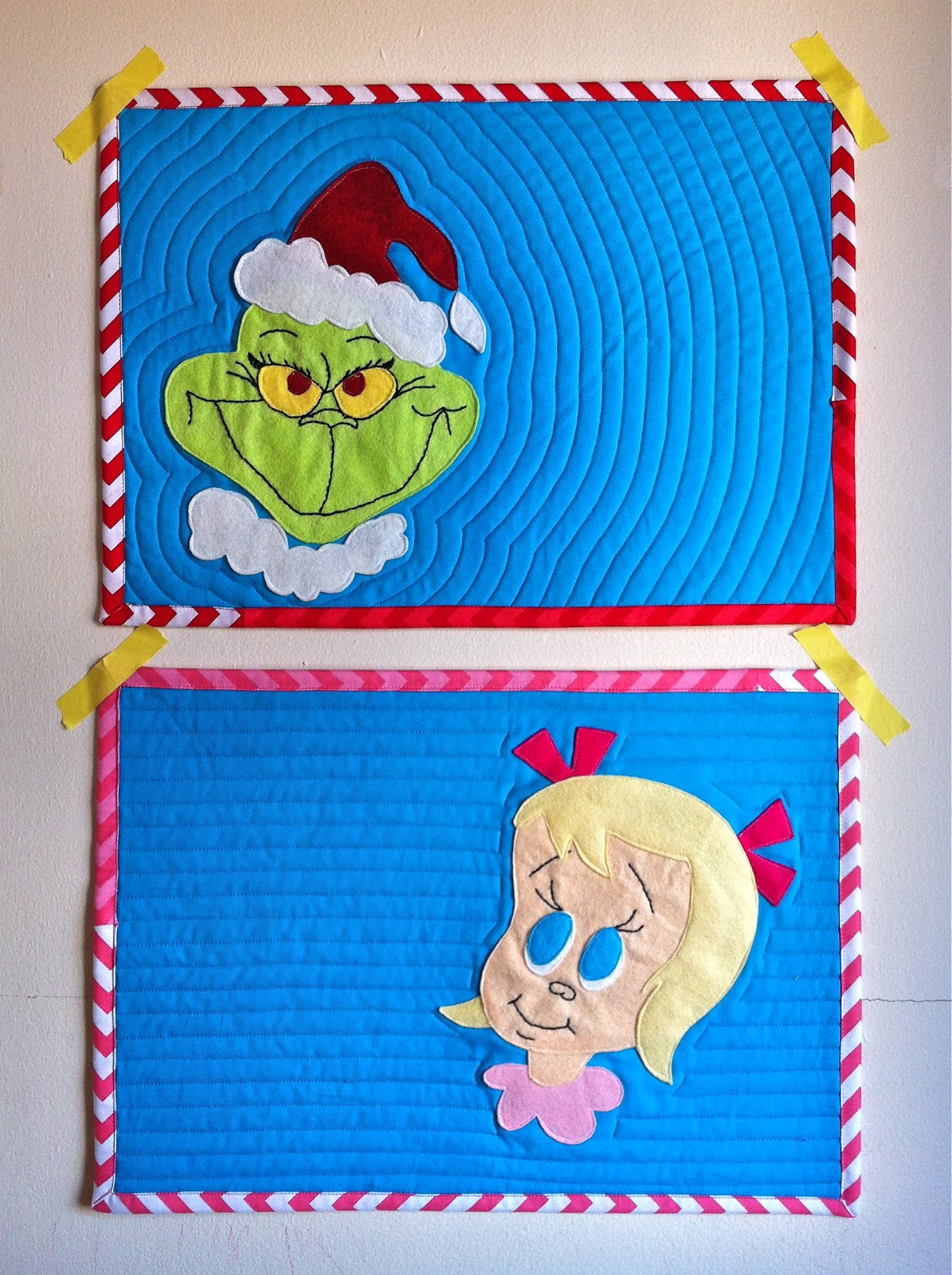 a little gray Grinch Placemats with Free Pattern
