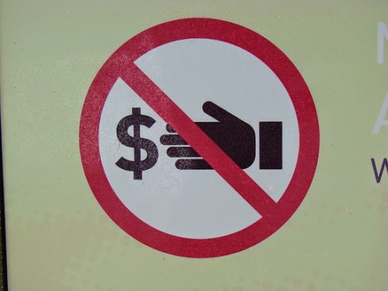 Dollar Sign with Hand with Red Line