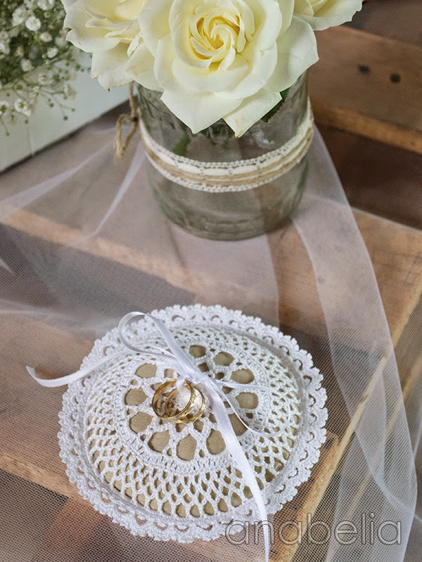 Anabelia craft design Wedding rings crochet cushion pattern