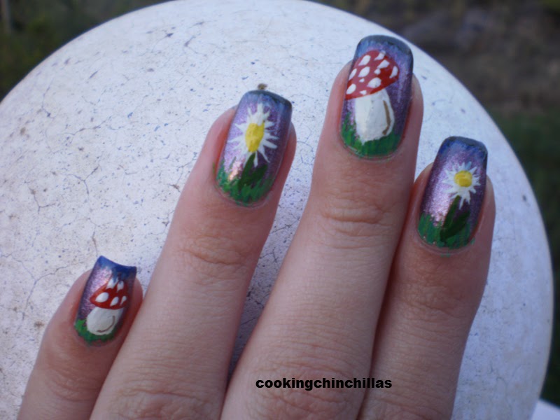CookingChinchillas Cute Mushroom Daisy Nail Art Design