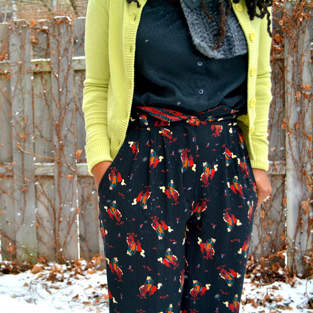 90s pants worn with Betsey Johnson ankle boots