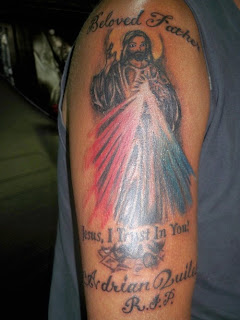 Jesus and Memorial Arm Tattoo Design