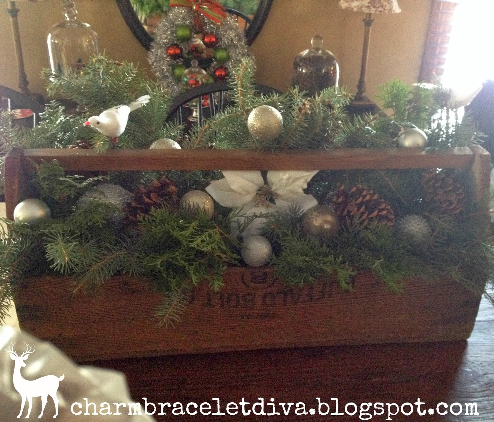 Our Hopeful Home Natural Christmas Styling Vintage Wooden Tool Box