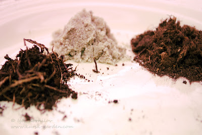 Ингредиенты почвенной смеси для рододендронов (песок, хвойная земля и верховой торф)