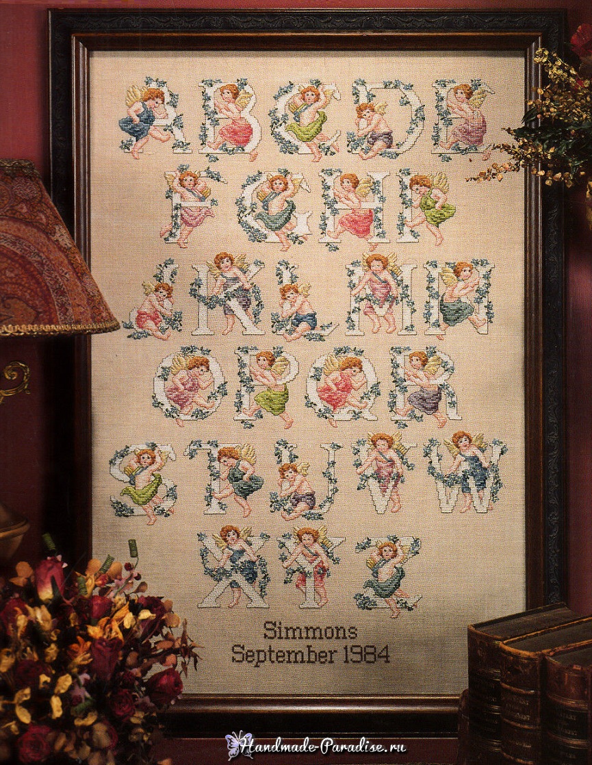 Схемы вышивки. Винтажные монограммы с ангелами Схемы вышивки. Винтажные монограммы с ангелами