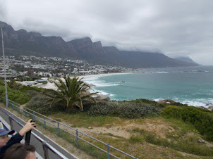 View of the 12 Apostles Mountain chain in Cape Town from "Red Tour bus".
