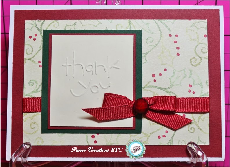 Paper Creations, ETC: Christmas Thank You Card