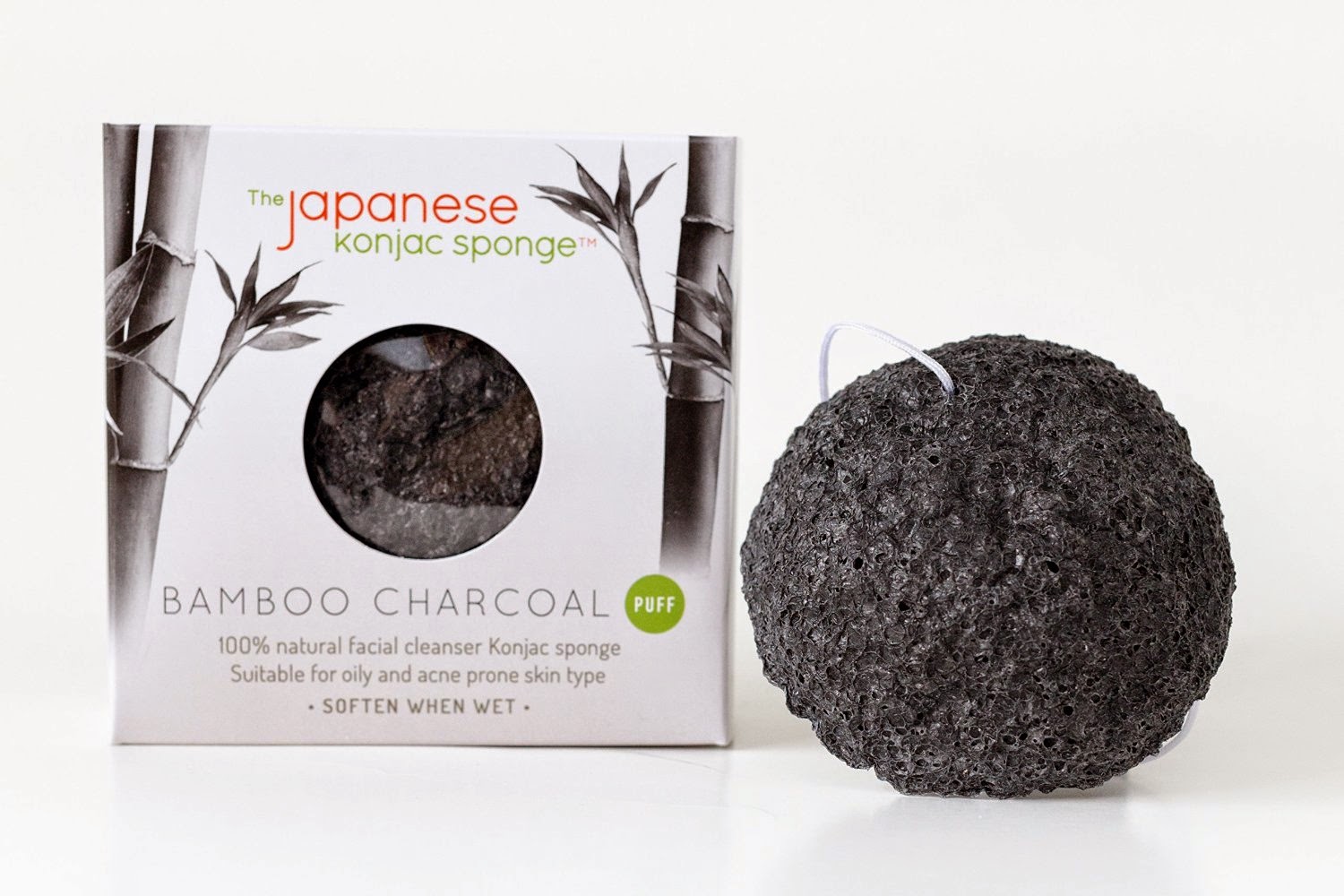 Japanese Konjac Sponge is a Activated Bamboo Charcoal Natural Facial