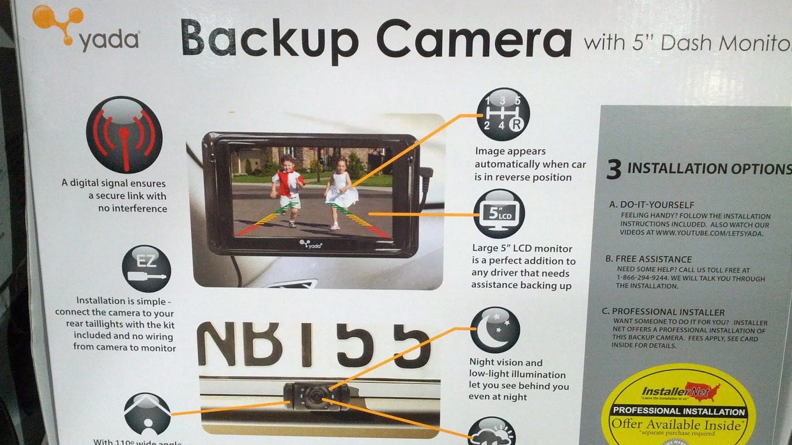 Yada Digital Backup Camera with 5" Dash Monitor Costco Weekender