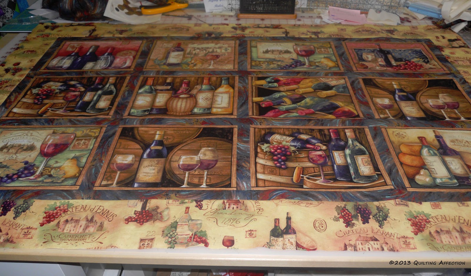 Quilting Affection Designs Wine Wallhanging top complete!