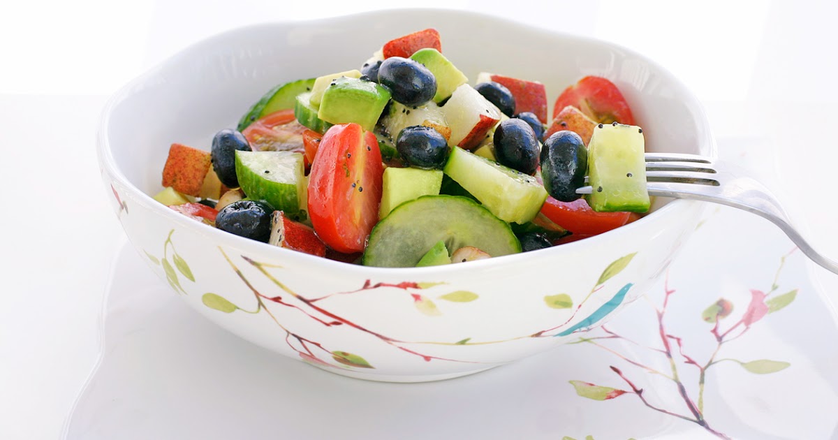Laura Friendly Pear, Blueberry, Cucumber, Tomato Fruit Salad