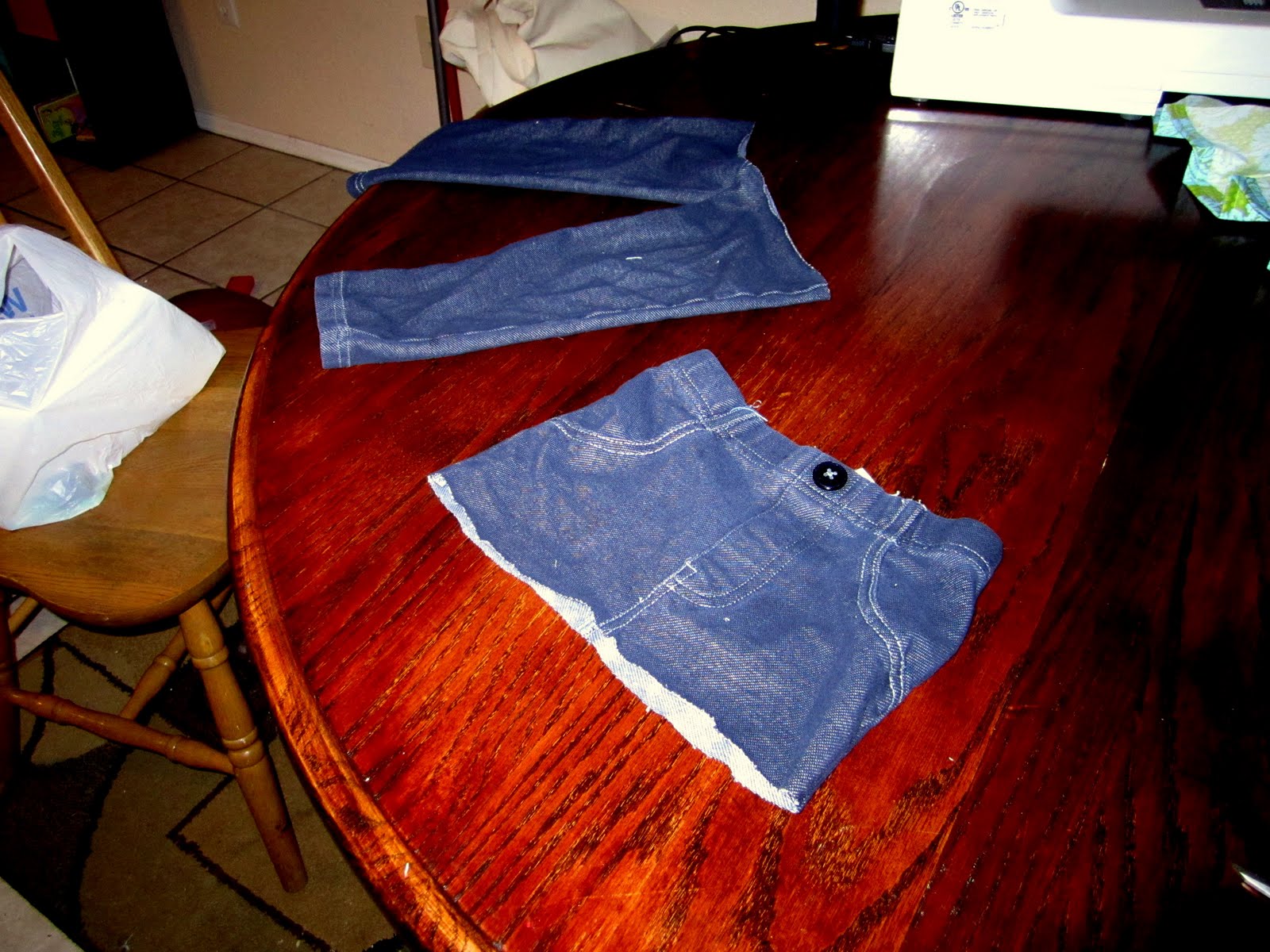 Suze's Corner Repurposed Jeans into Skirt