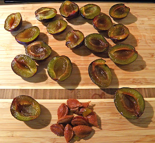 Plums Halved and Pitted