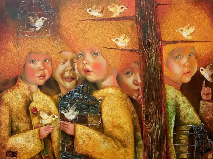 Laimonas Šmergelis 1972 | Lithuanian Surrealist painter | Children in art