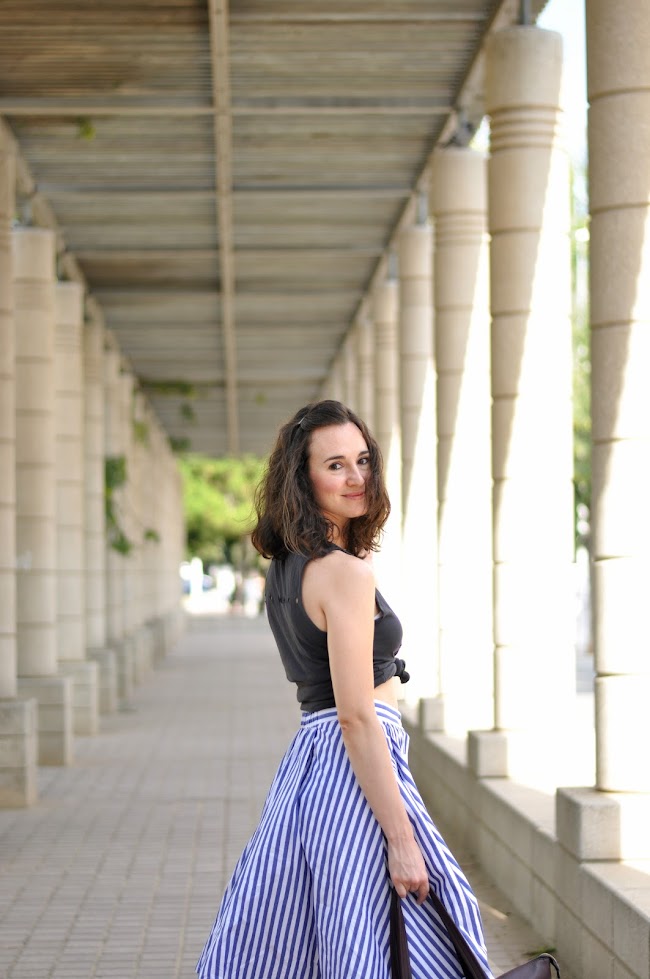 striped midi skirt