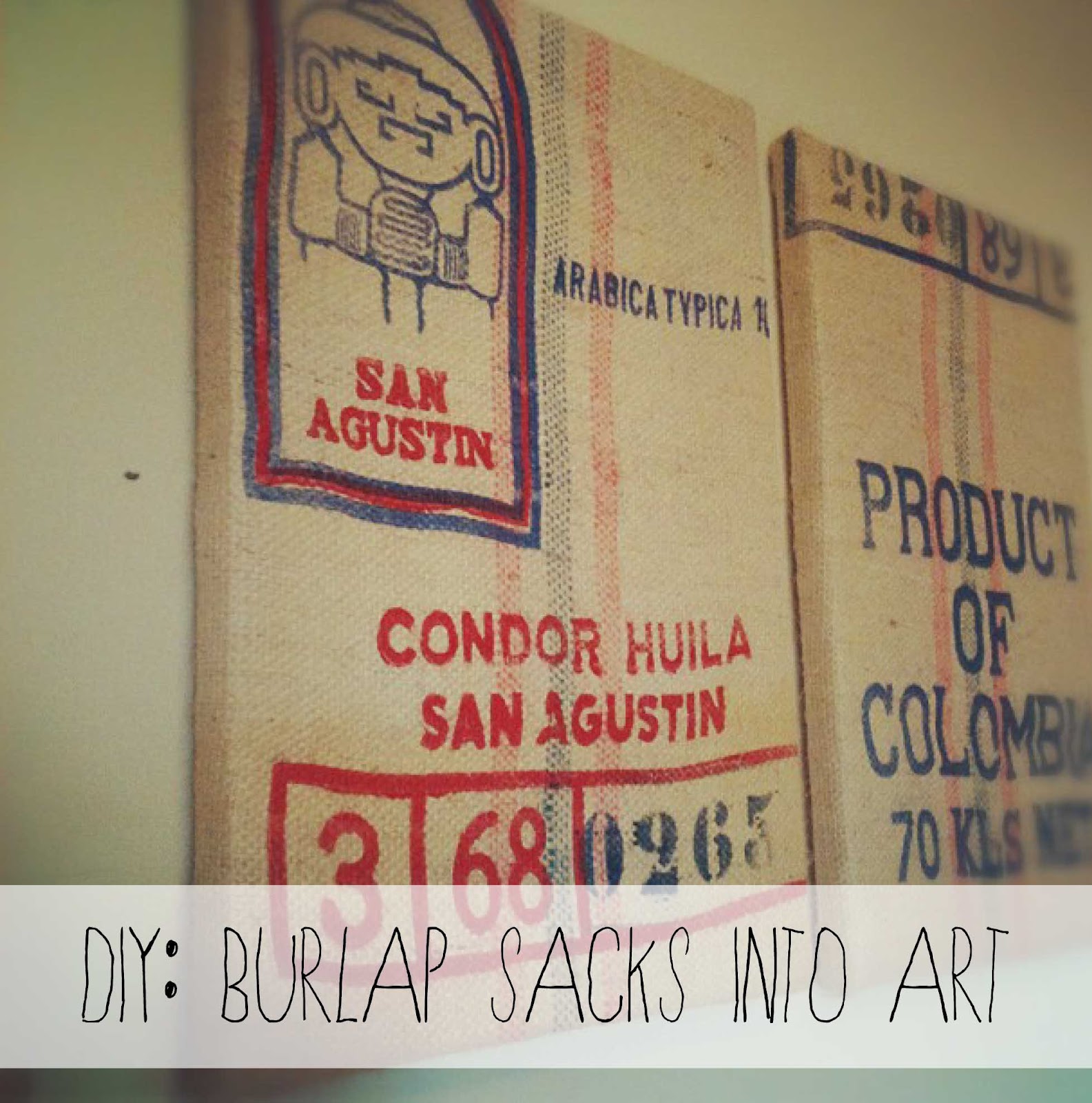 swallow's heart {DIY} Burlap sacks into art