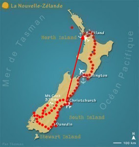 Notre trajet en NZ