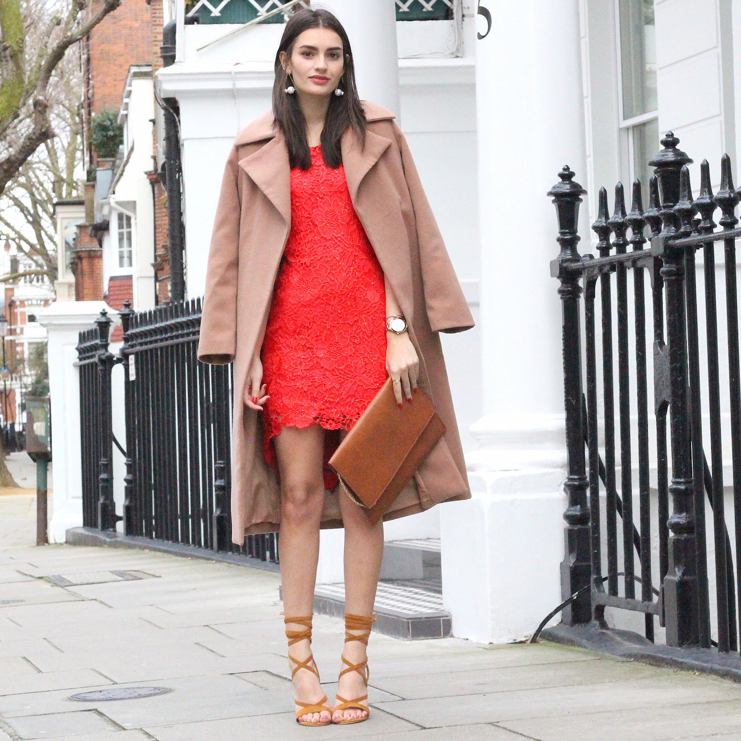 camel and red outfits