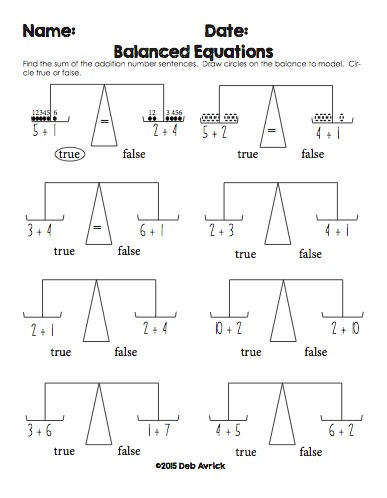 Ms. Avrick's Owlets: A First Grade Blog: Balancing Equations- First
