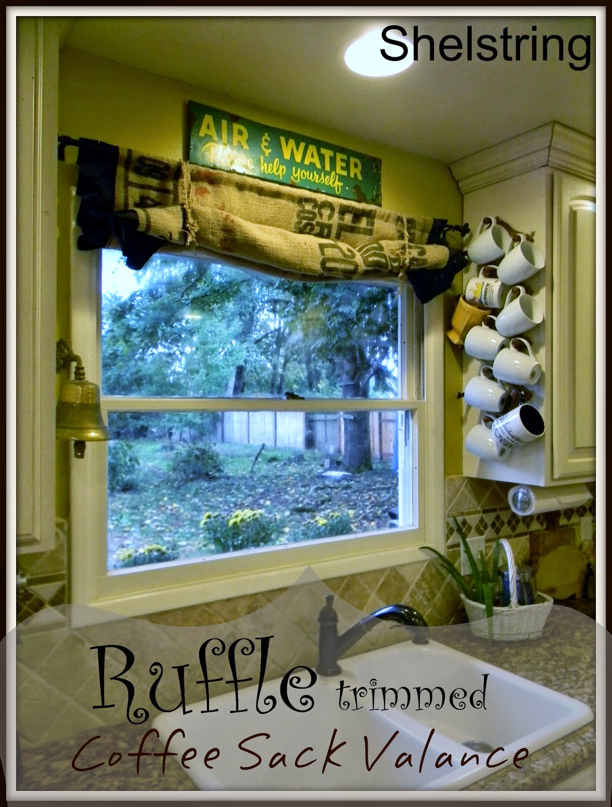 shelstring blog Coffee Sack Kitchen Valance