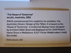 Exhibition card for the model of Robyn Boyd's House of Tomorrow.