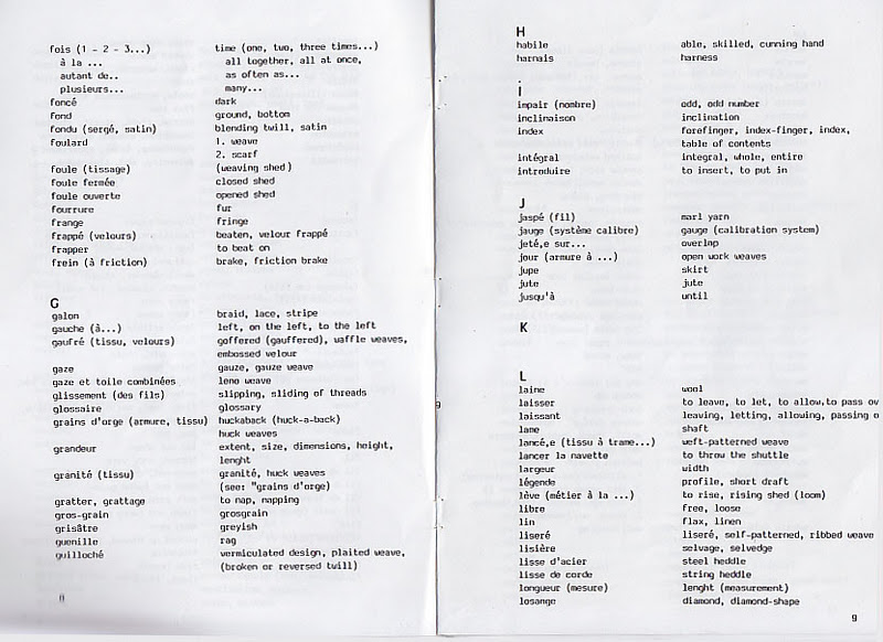 to FRENCH ENGLISH Weaving glossary