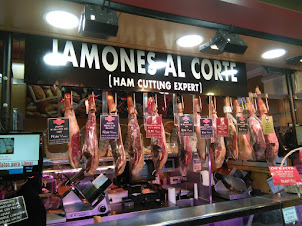 Iberian Ham legs in  "Viandis de Salmanca" restaurant in Madrid.