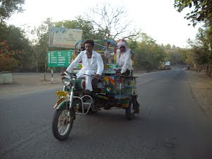A Milk van.Typical indigenious modified motorized vehicles in Sasan Gir town .