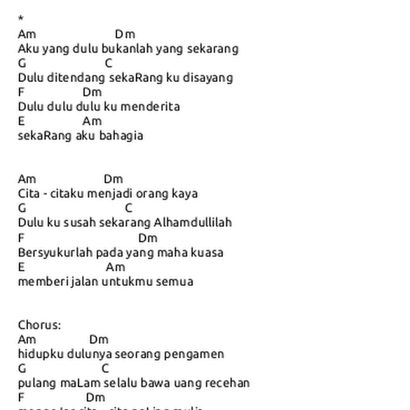 Chord Pengamen Jalanan Lektur