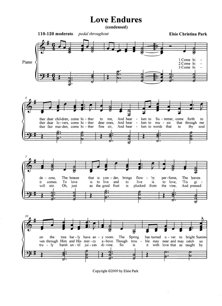 elsie park sheet music comes love sheet music