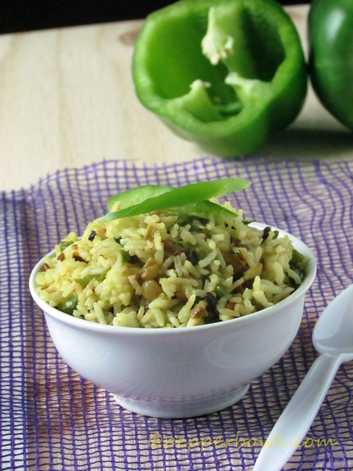 Easy Indian Capsicum Rice RecipeGreen Pepper Rice Pepper Bowl