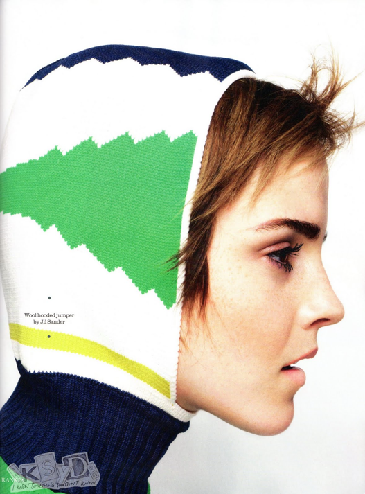  Above is Elle October cover star Emma Watson in Jil Sander A W11 sportswear 