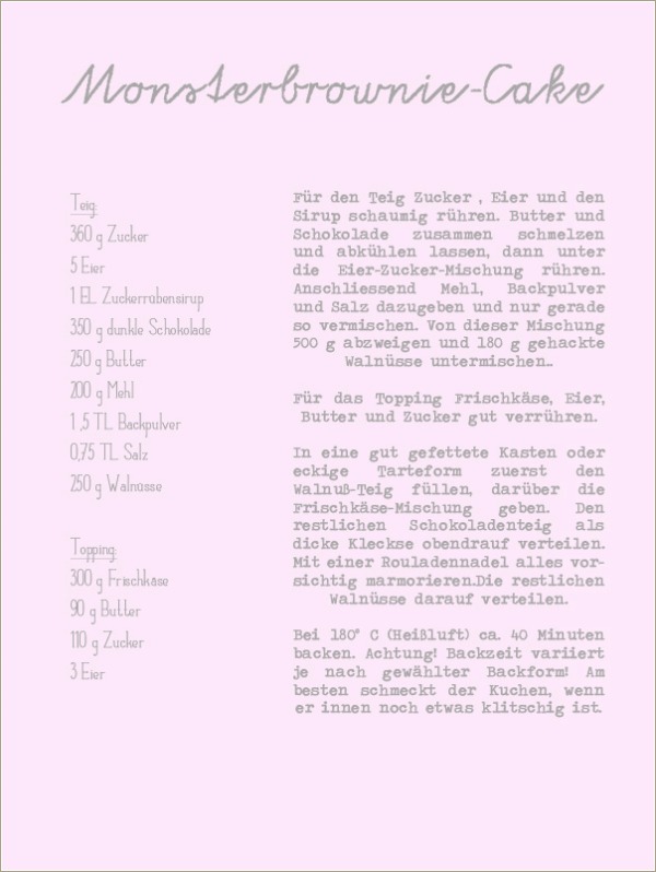 Rezept Monsterbrownie Infografik recipe backen backrezept brownie