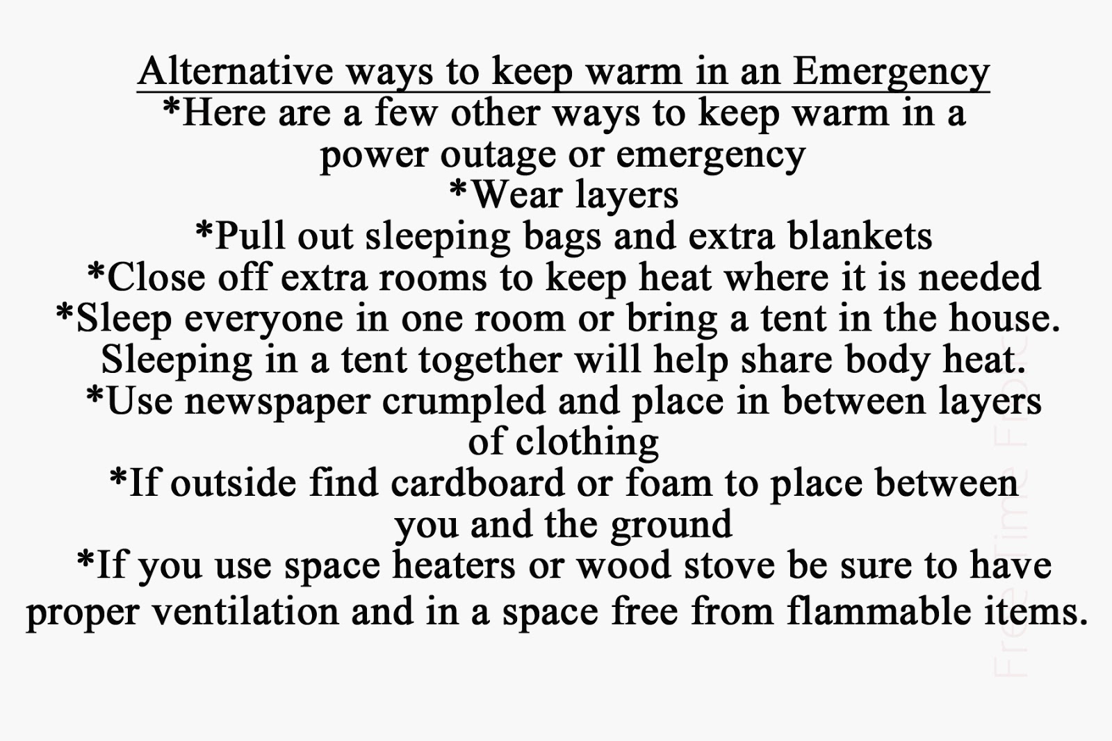 www.freetimefrolics.com Alternative ways to keep warm in an emergency or power outage #preparedness www.freetimefrolics.com Alternative ways to keep warm in an emergency or power outage #preparedness