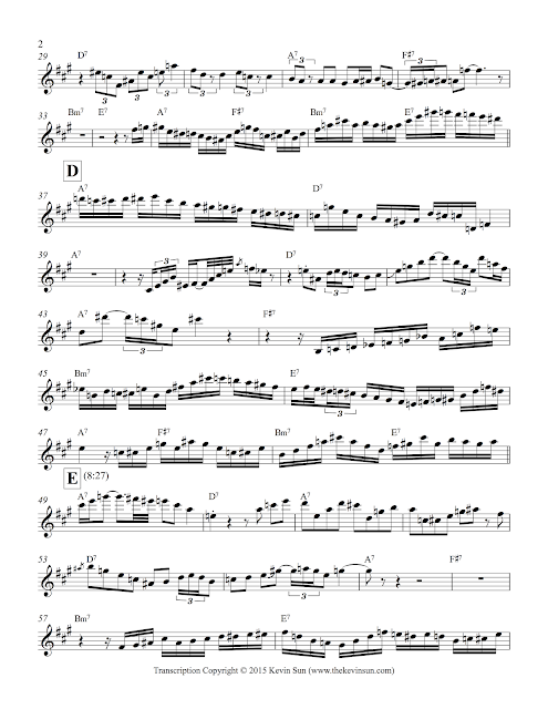 "South Hampton" (Ethan Iverson) – Mark Turner Solo Transcription by Kevin Sun, Page 2